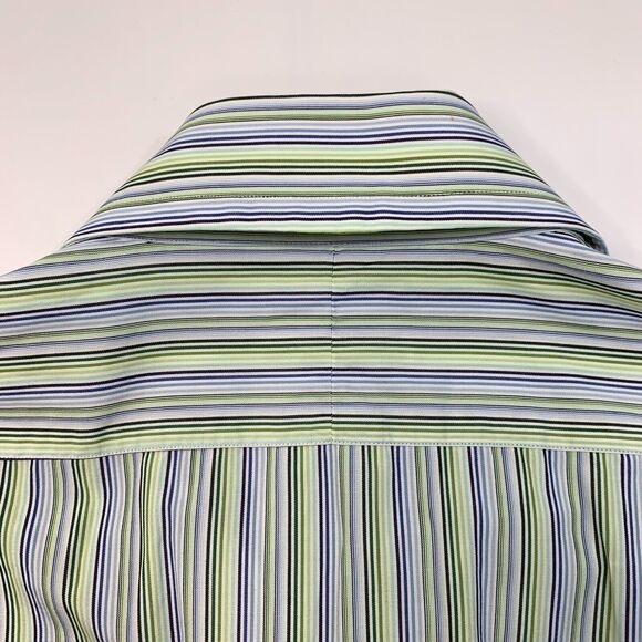 Vintage Burberry Shirt Mens 16.5 Multi Striped Button Up Long Sleeve Made USA - Picture 8 of 12